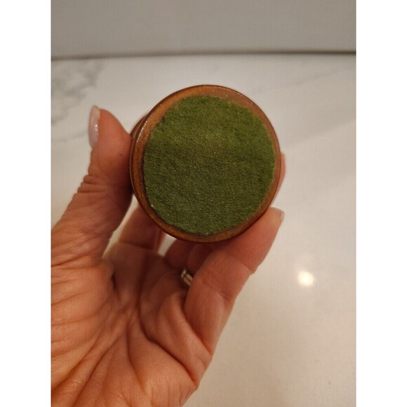 Vintage Wood Roll Stamp Holder Dispenser Yellow Roses Felt Bottom - Picture 7 of 9